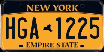 NY license plate HGA1225