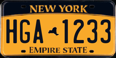 NY license plate HGA1233