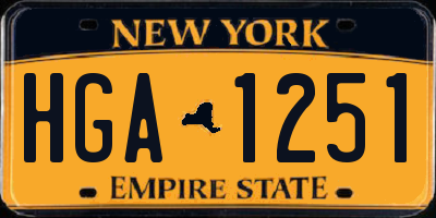 NY license plate HGA1251