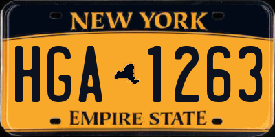 NY license plate HGA1263