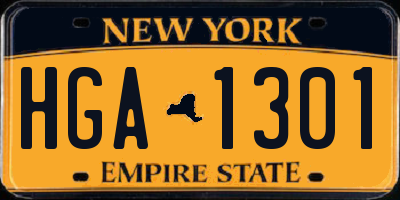 NY license plate HGA1301