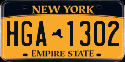NY license plate HGA1302