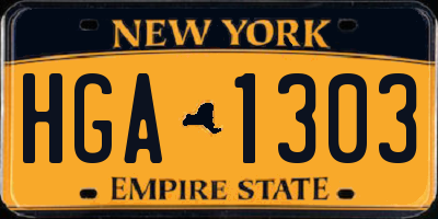 NY license plate HGA1303