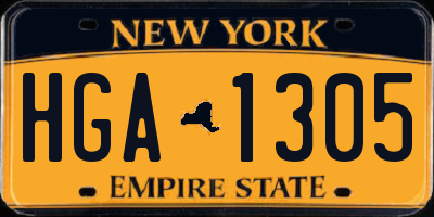 NY license plate HGA1305