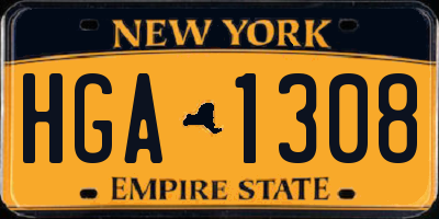 NY license plate HGA1308