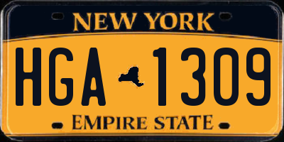 NY license plate HGA1309