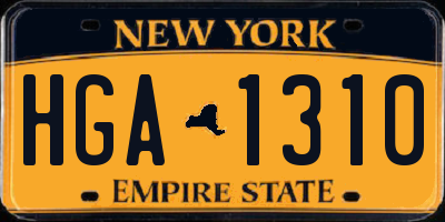 NY license plate HGA1310