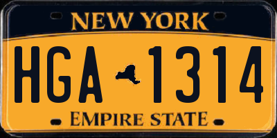 NY license plate HGA1314