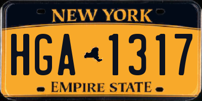 NY license plate HGA1317