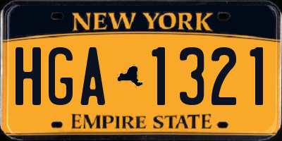 NY license plate HGA1321