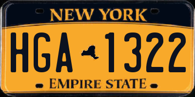 NY license plate HGA1322