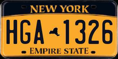 NY license plate HGA1326
