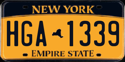 NY license plate HGA1339