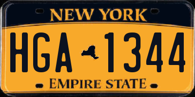 NY license plate HGA1344