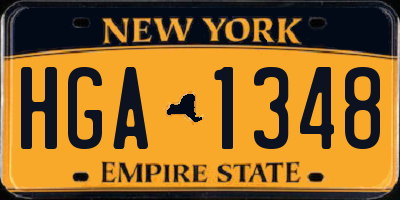 NY license plate HGA1348