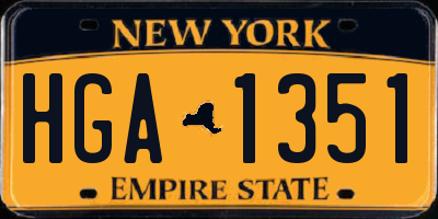 NY license plate HGA1351