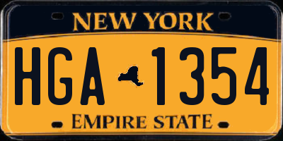 NY license plate HGA1354