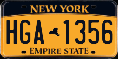 NY license plate HGA1356