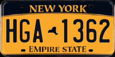 NY license plate HGA1362