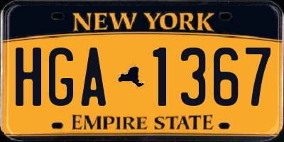 NY license plate HGA1367