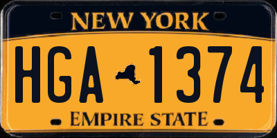 NY license plate HGA1374
