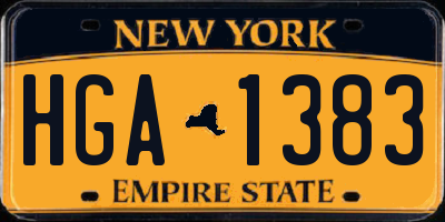 NY license plate HGA1383