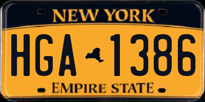 NY license plate HGA1386