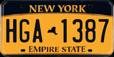 NY license plate HGA1387