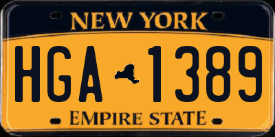 NY license plate HGA1389