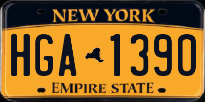 NY license plate HGA1390