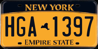 NY license plate HGA1397