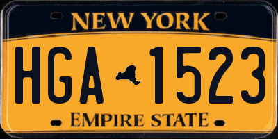 NY license plate HGA1523