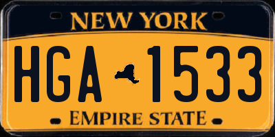 NY license plate HGA1533