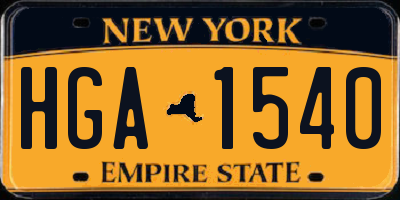 NY license plate HGA1540