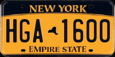NY license plate HGA1600