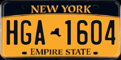 NY license plate HGA1604