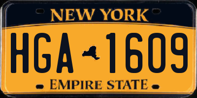 NY license plate HGA1609