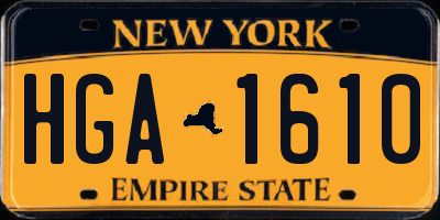 NY license plate HGA1610