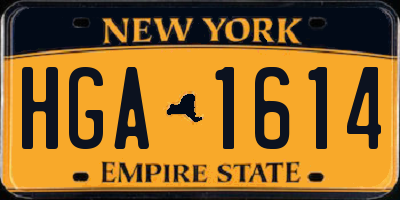 NY license plate HGA1614