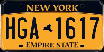 NY license plate HGA1617