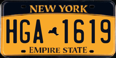 NY license plate HGA1619