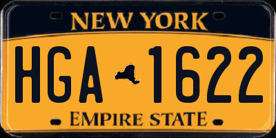 NY license plate HGA1622