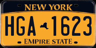 NY license plate HGA1623