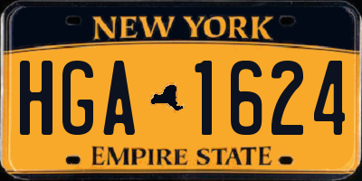 NY license plate HGA1624