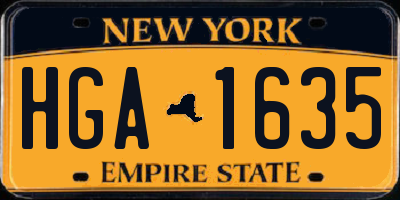 NY license plate HGA1635