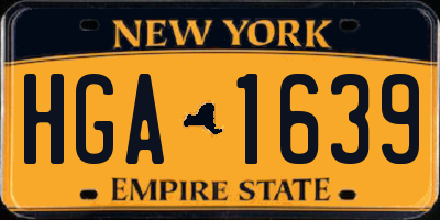 NY license plate HGA1639