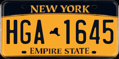 NY license plate HGA1645