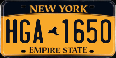 NY license plate HGA1650