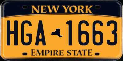 NY license plate HGA1663