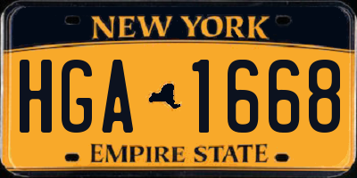 NY license plate HGA1668